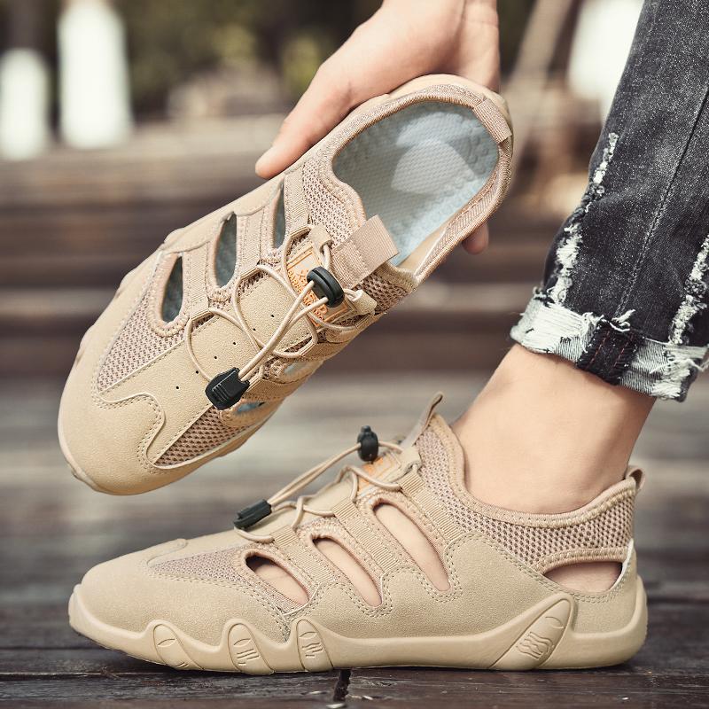 Men's Summer Sandals, Breathable and Comfortable, Hollow Slip-On Driving Shoes, Walking Shoes, River-Tracing Shoes