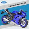1/12 Scale Welly 2020 YAMAHA YZF-R6 Alloy Motorcycle Model Diecasts Metal Toy Vehicles Motorcycle Model High Simulation Collection Childrens Gifts