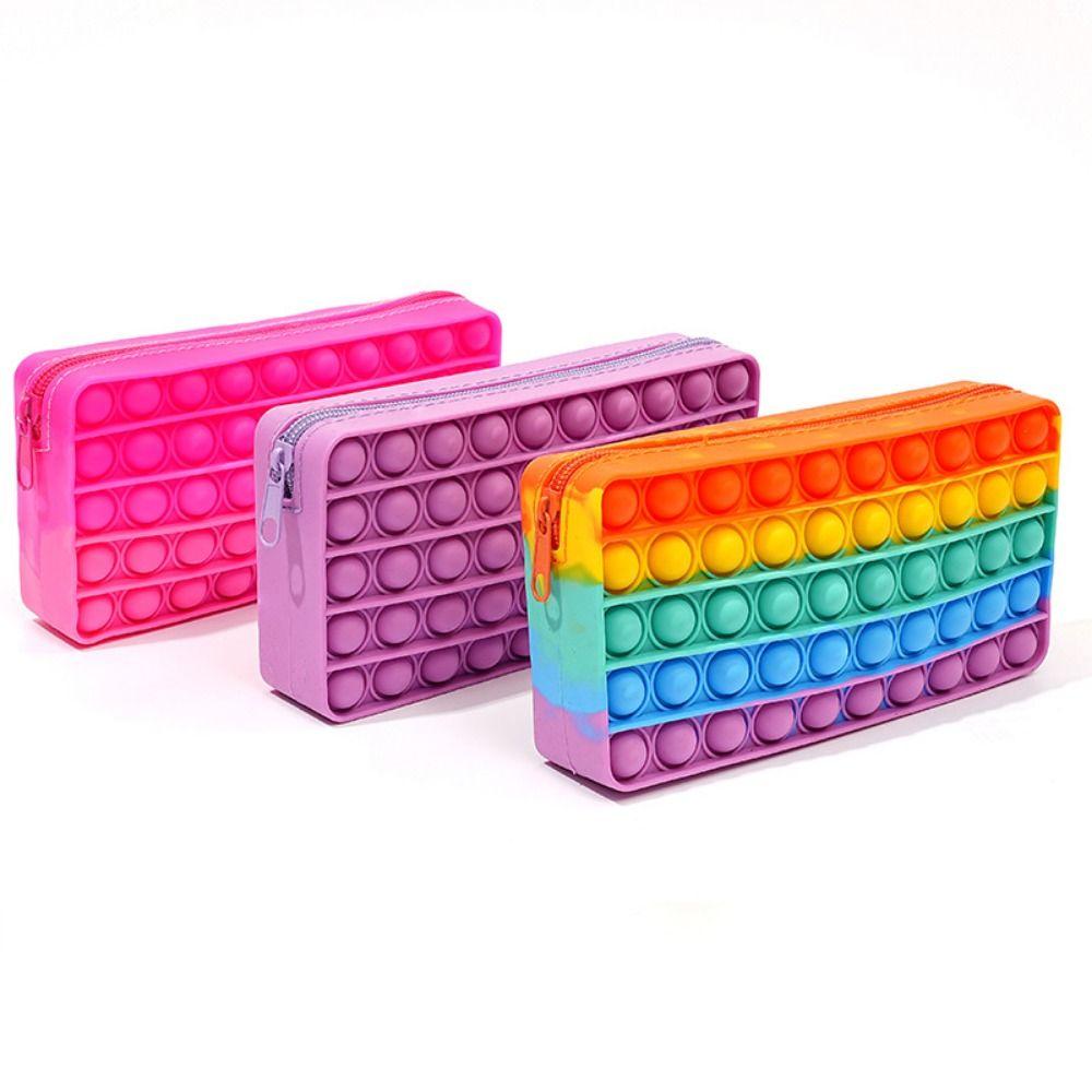 Large Capacity Silicone Pen Case Decompression Bubble Stationery Storage Bag Fidget Toys