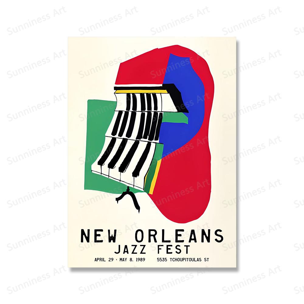 Abstract New Orleans Jazz Festival Black Cat Art Canvas Painting Nordic Posters And Prints Wall Pictures For Living Room Decor