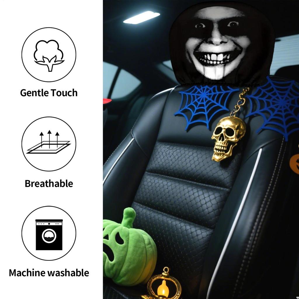 Car Head Rest Covers Set Halloween Elastic Car Seat Headrest Protector Vehicle Accessories Interior Decor For Weekend Road Trip