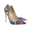 Fashion New Party Shoes Embroidered Graffiti Fashion Banquet Shoes 12CM10cm 8cm Pointed Thin High Heels