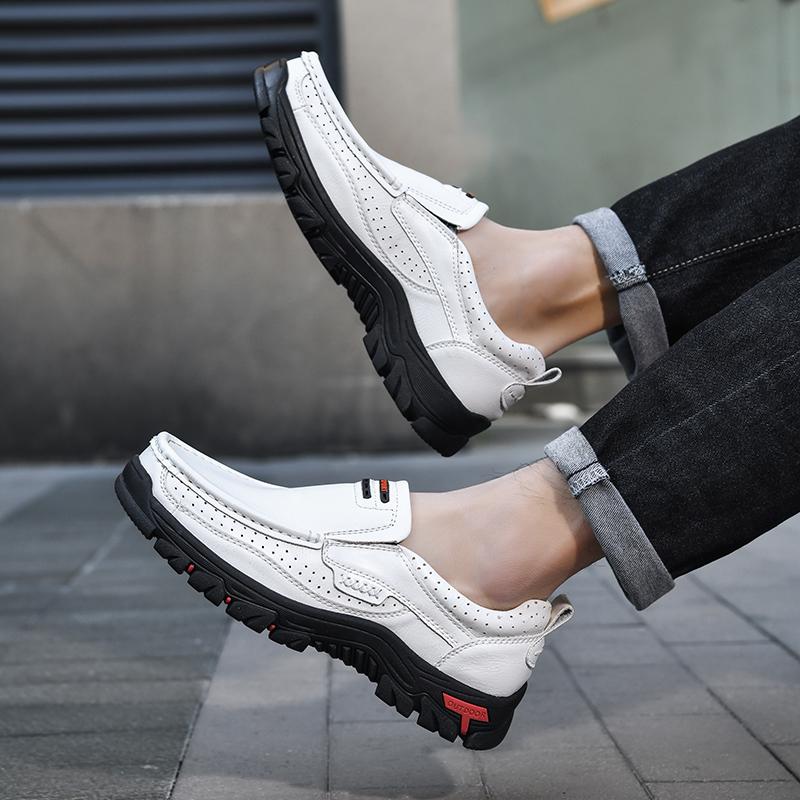 Fashion 2025 New Vintage Handmade Stitched Outdoor Men's Casual Shoes Size 38-48 Genuine Leather Breathable Anti-Slip Hiking Shoes