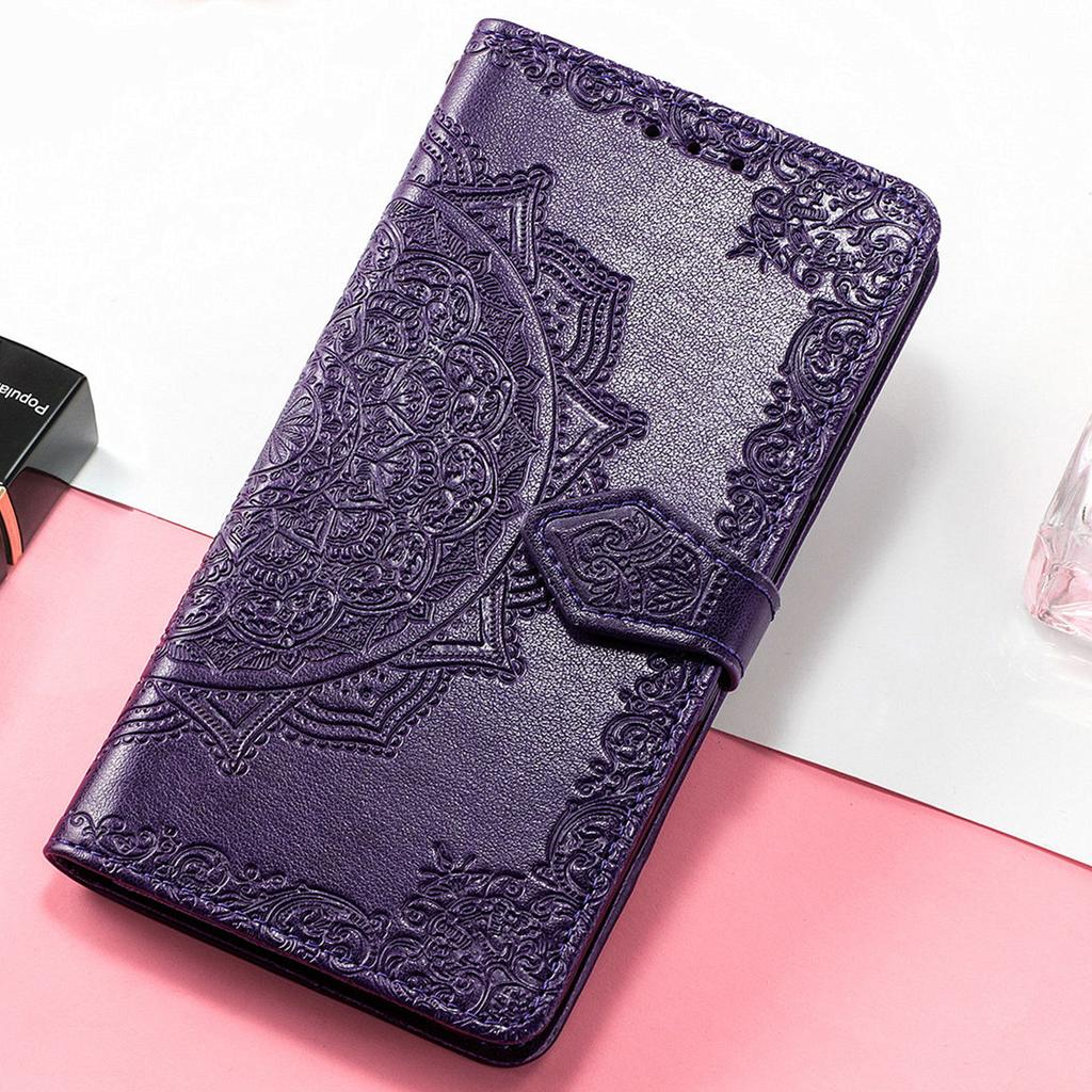 Mandala Embossed Leather Wallet Flip Case for Samsung Galaxy Note 20 Ultra Xcover 7 M53 M33 M15 M36 5G Card Slots Cover