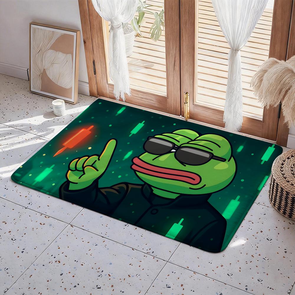 P Pepe The Frog Floor Mat Eco Flannel Doormat Non Slip Odorless Indoor Floor Rug Soft Short Plush Home Mat