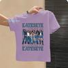 2026 New KATSEYE 1-12 Years Old Girls' Pure Cotton Short-Sleeved Sportswear Casual Shirt with Street Style Print Summer T-Shirt