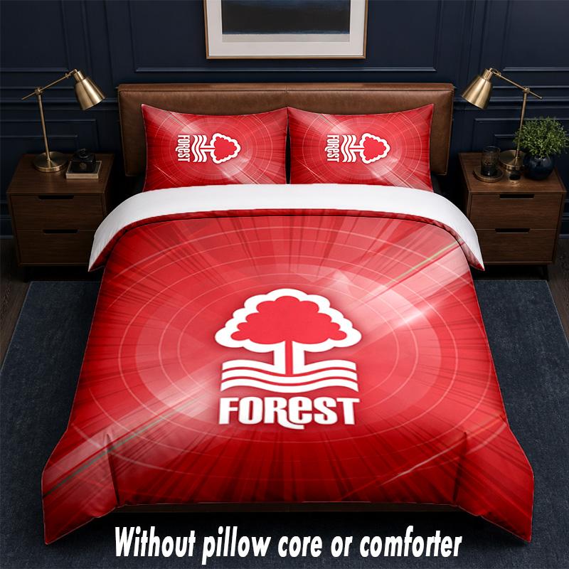 Nottingham Forest Design Bed Bedding Set 1 Duvet Cover + 2 Pillowcases Soft Breathable Household Bed Linens