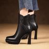 Острый носок платформы женские зимние ботильоны на высоком каблуке модные сексуальные туфли-лодочки дизайнерские кожаные ботинки челси новый зимний тренд
