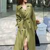 Women's Double Breasted Long Trench Coat Windproof Lapel Slim Overcoat with Belt Windbreaker Jacket for Spring Autumn