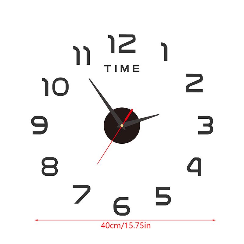 Часы для украшения спальни, большие настенные часы 2D, гостиная, большой сад, акриловое зеркало, наклейка, украшение, искусство, декор, часы, цифровые