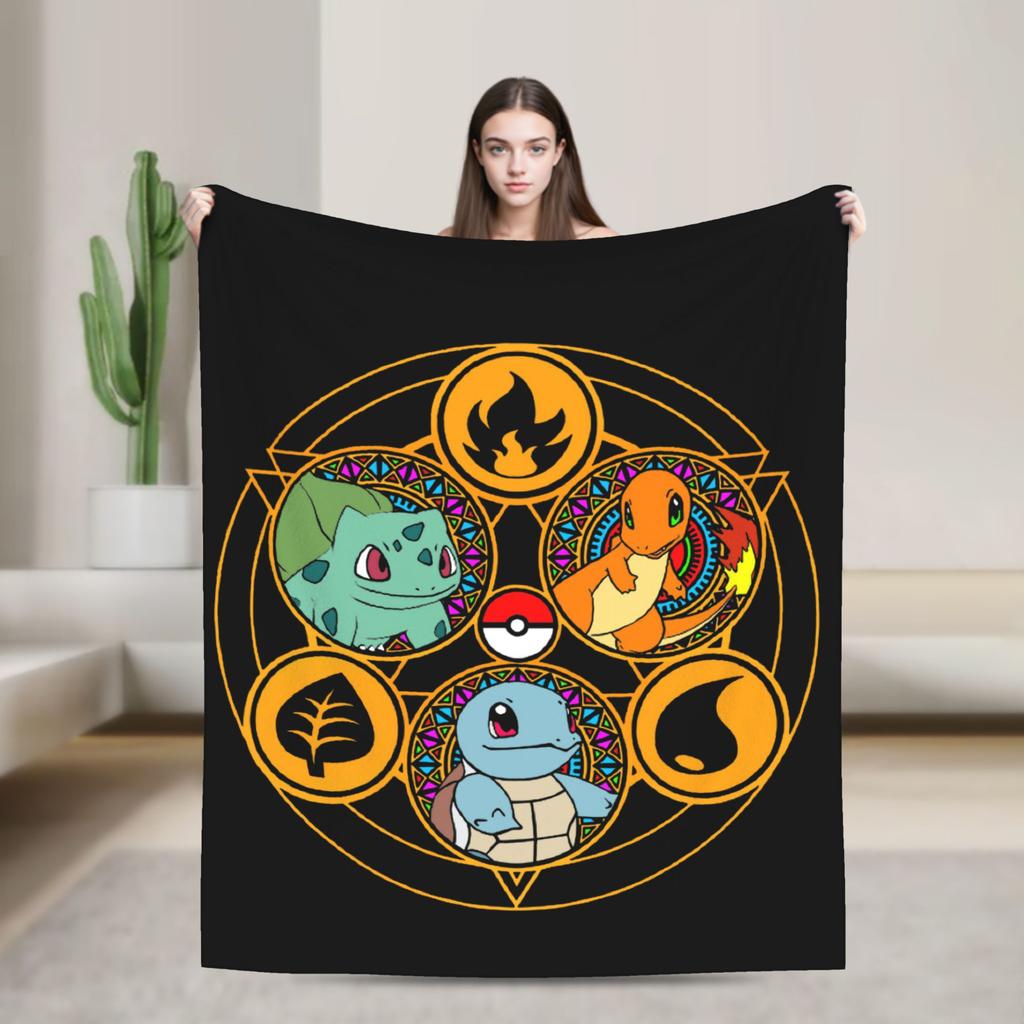 Cool Dragon Charizard Cartoon Blanket Velvet Air Conditioning Poke-Mon Portable Soft Throw Blanket for Bedding Couch Rug Piece