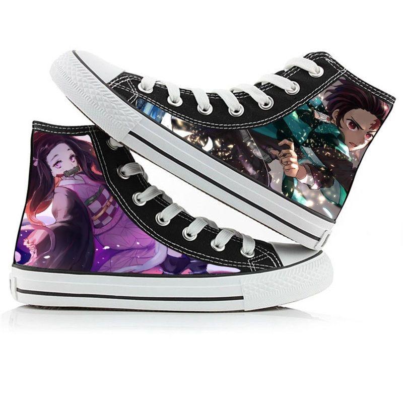 2024 парусиновая обувь с принтом Demon Slayer, модная студенческая обувь в стиле аниме для мужчин и женщин, унисекс, повседневная обувь для влюбленных, парная обувь