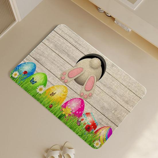 Декоративный напольный коврик с изображением пасхального кролика, влагостойкий нескользящий моющийся приветственный коврик для передней двери