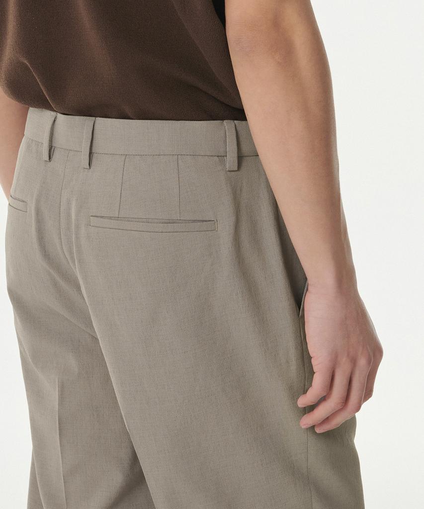 MUSINSA STANDARD Cool Touch Semi-Wide Hidden Banding Slacks [Grayish Beige]