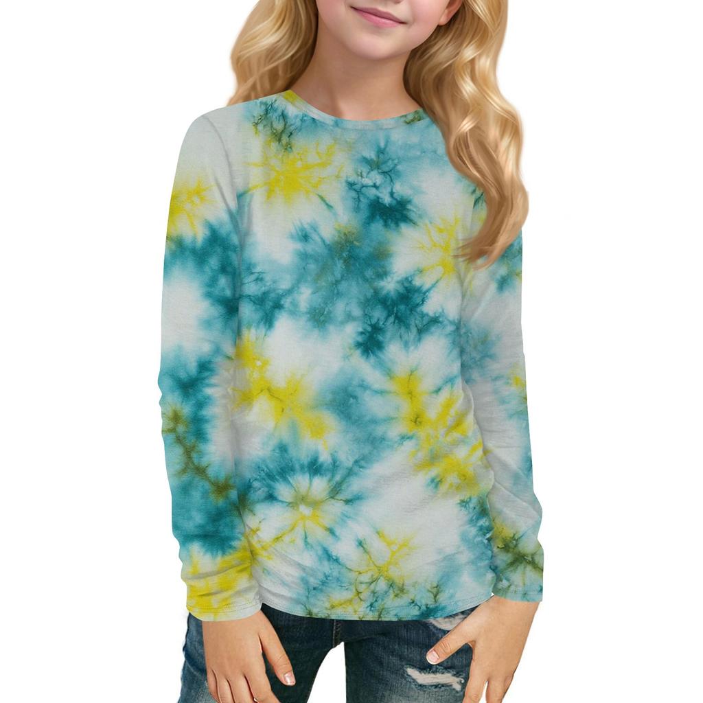 Детский топ с длинным рукавом, круглым вырезом, с принтом, повседневный