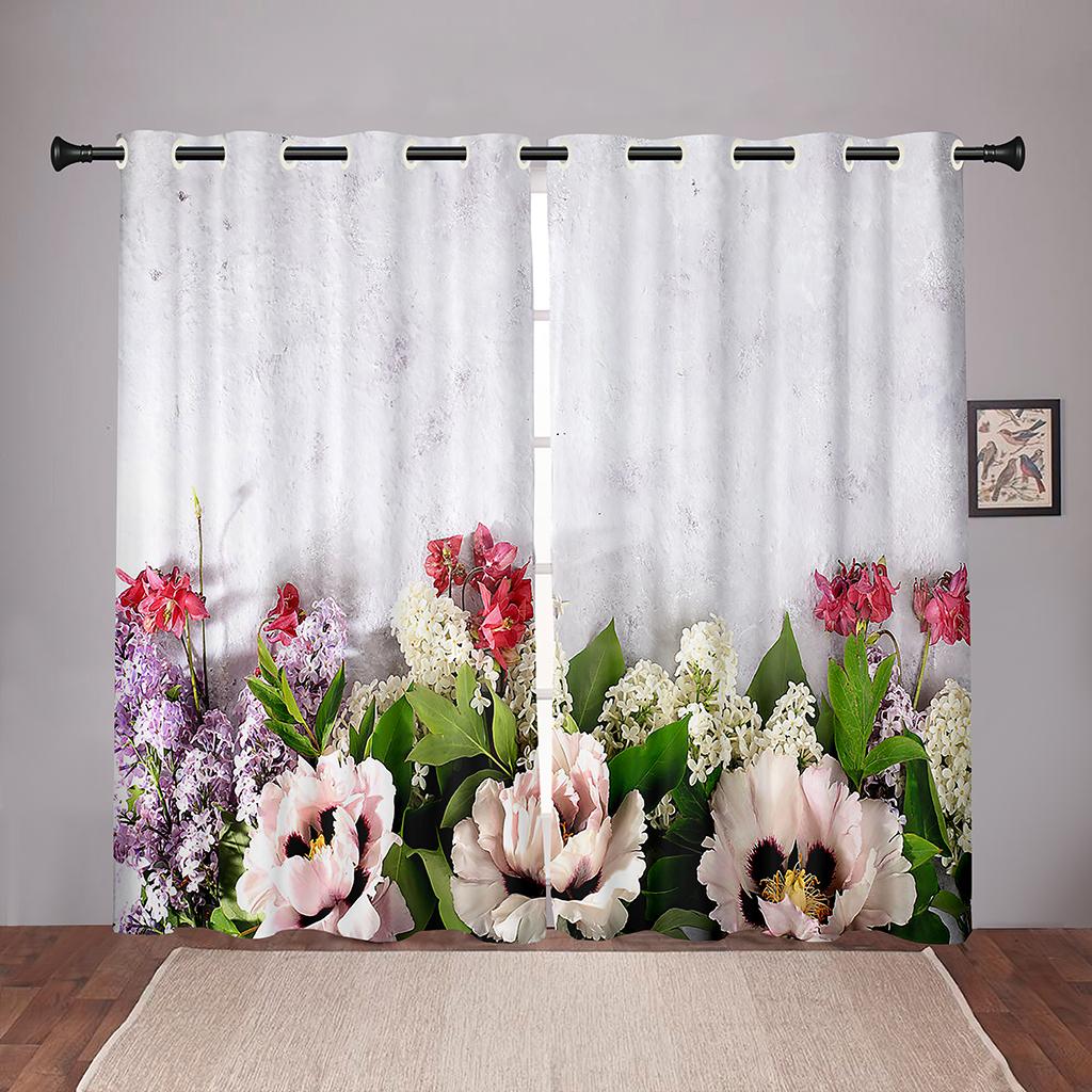 Thick 90% Shading Colorful Flawer Floral Girl Blackout Window Curtains For Kids Bedroom Living Room Bathroom Kicthen Door Home