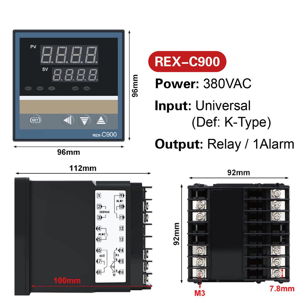 REX-C900 Digital PID Temperature Controller Universal Input 4-20mA Output Solid State Relay Industrial Thermostat 2