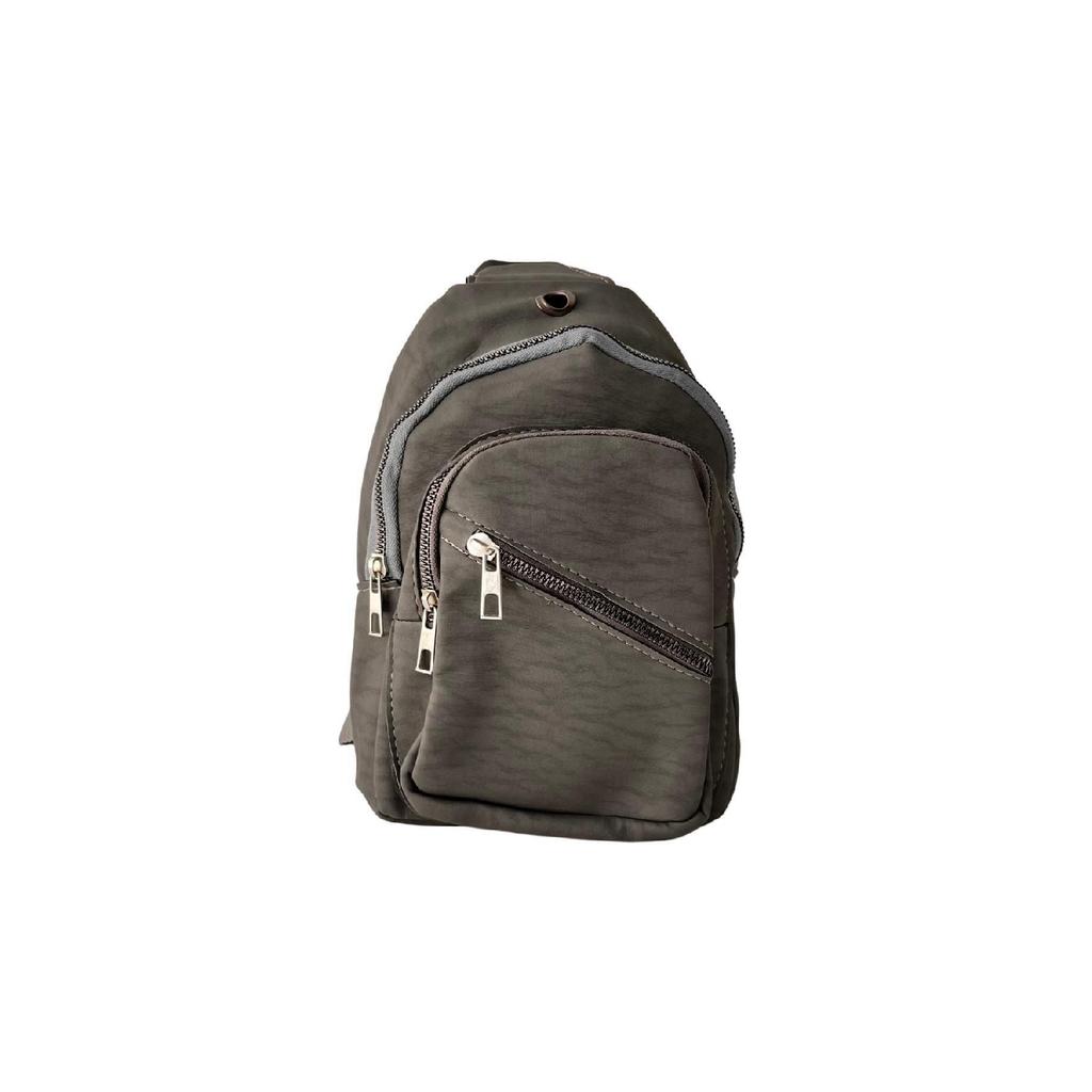 Unisex Gray Side Cross Chest And Waist Bag With Headphone Usb Port And Mobile Phone Compartment