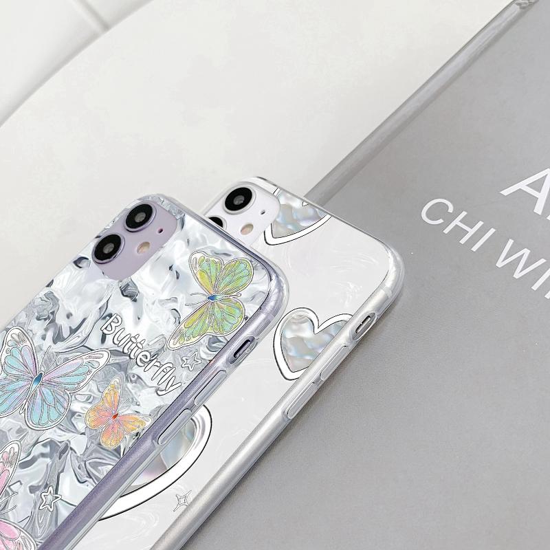 Чехол для телефона Heart Butterfly для iPhone Samsung S25 Ultra A55 S24 FE A16 Xiaomi Redmi Note 14 13 Pro 14C Huawei Honor 200 Realme противоударный матовый чехол