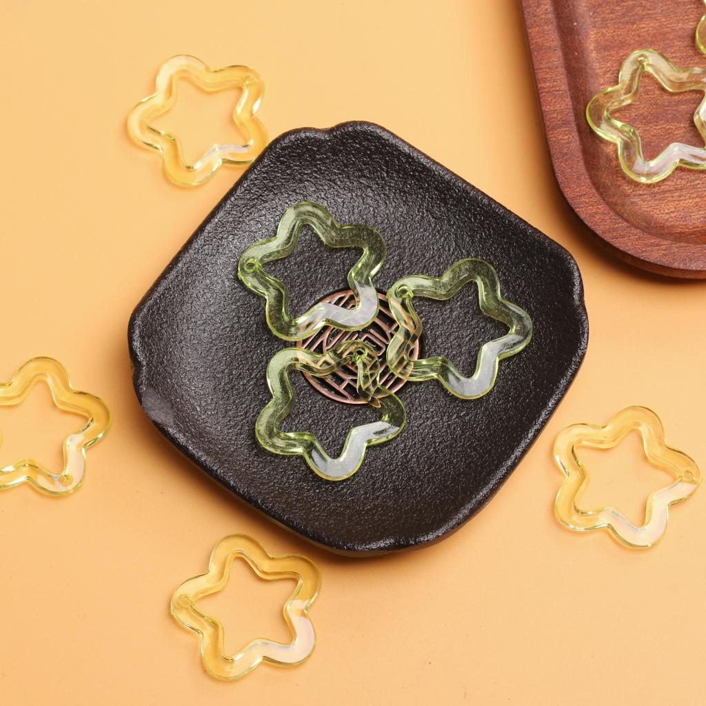 Creative Charms 10Pcs Handmade 30mm Star Loose Beads for Bracelet Earring Making Transparent Material Fashion Acrylic Pentagonal Pendant Beads