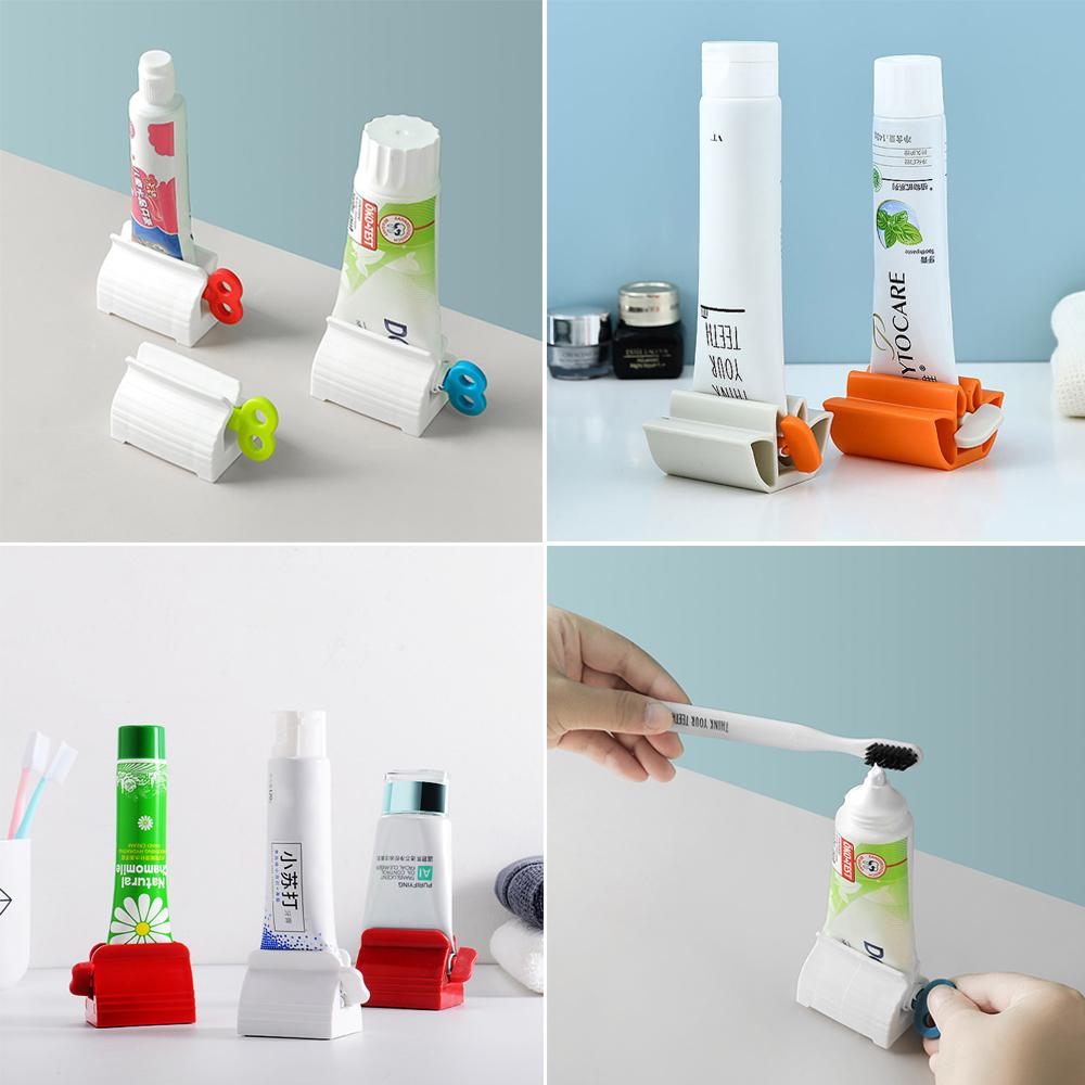 Принадлежности для ванной комнаты Пластиковый ручной выдавливатель зубной пасты, вращающийся держатель для тюбика, подставка для зубной щетки