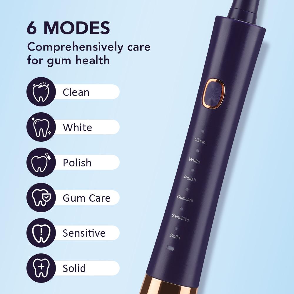 Electric Sonic Toothbrush Rechargeable Electric Toothbrush for Adults Waterproof Electric Toothbrushes with 4 Soft Brush Heads