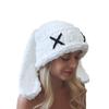 Womens Bunny Ear Beanie Fleece Lined Knit Hat Winter Warm Cute Cartoon Rabbit Cap