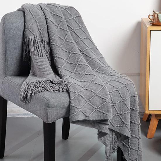 Вязаное одеяло с кисточками, легкое эластичное тканое одеяло для всесезонной вязальной машины