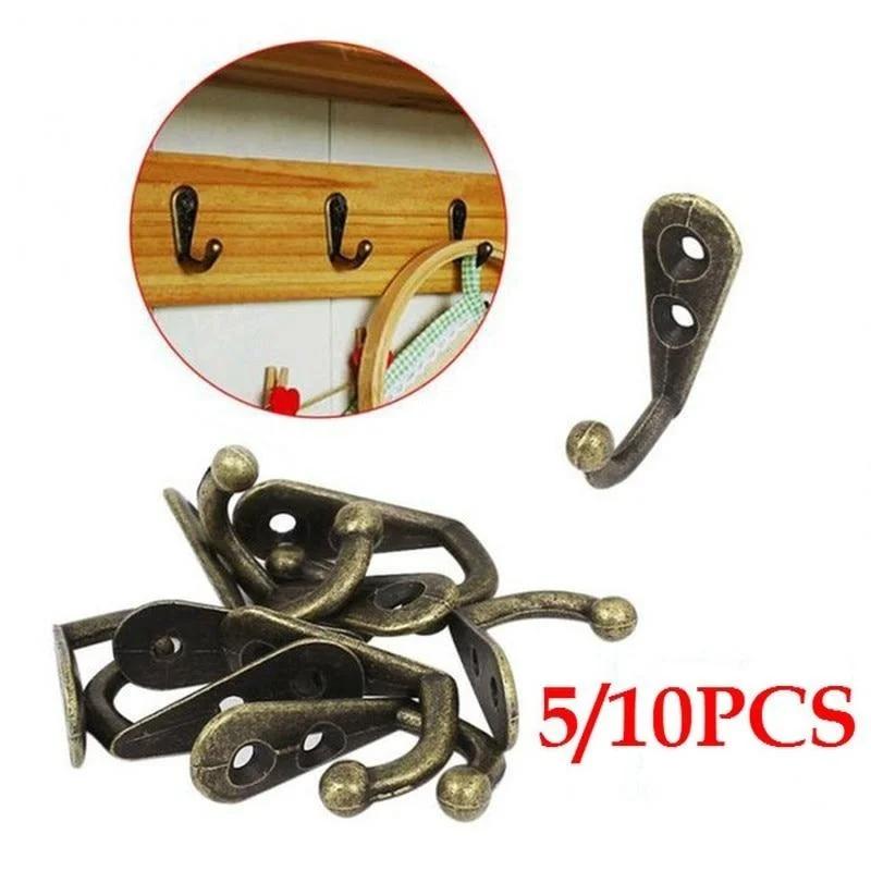 5/10Pcs Single Prong Hook Mini Size Wall Mounted Retro Cloth Hanger for Coats Hats Towels Keys Clothes Door Hanger Decoration