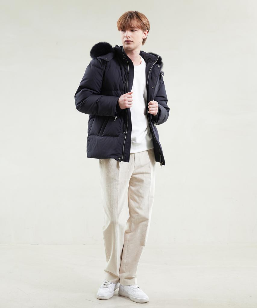 YUJEEOT Fox Fur Goose Down Jumper Black