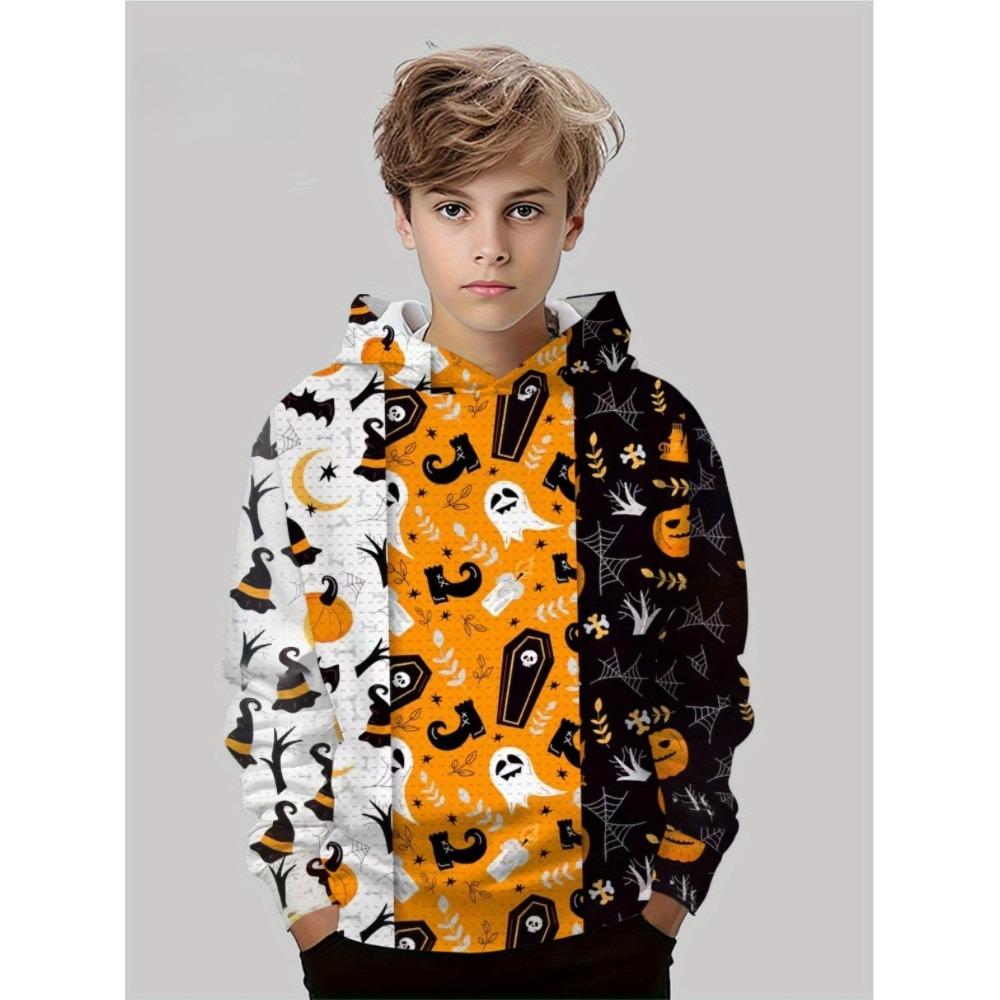 Boy Clothes Funny Terror Pumpkin Long Sleeve Hoodies Child Cartoon Halloween Thin Sweatshirt Tops Halloween Gift for Boys Girls
