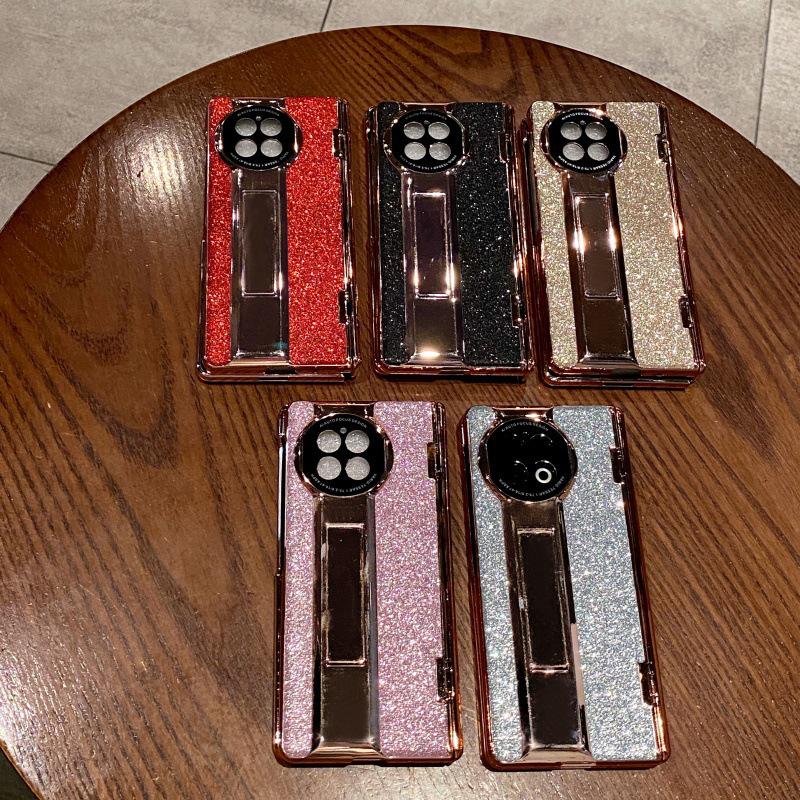 Чехол-книжка из блестящей кожи для Vivo X Fold2 и OPPO Find N2 с защитной пленкой для экрана