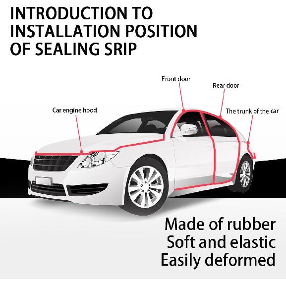 Car Door Seal Strip, 52.49Ft Rubber Double Layer Self Adhesive Automotive Weather Stripping For Windows Hood Trunk, Soundproofing Vehicle Sealing