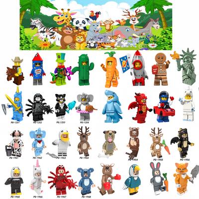 Мультяшные милые животные, насосная серия, кролик, корова, Пряничный человечек, кошка, собака, даргон, кенгуру, олень, строительные блоки, игрушки