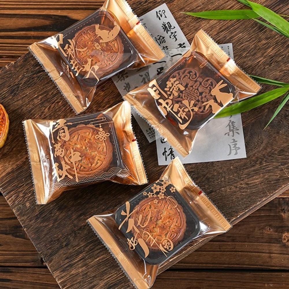 100pcs Plastic Mooncake Packaging Bag Chinese Style Machine Sealing Bag  Party Gift