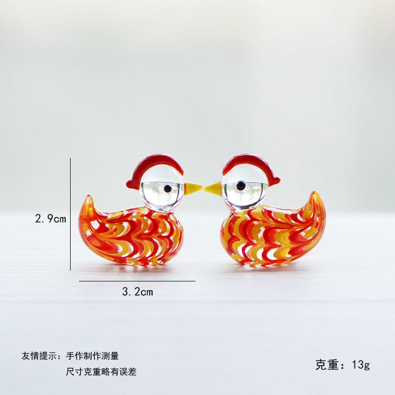 Mini Cute Glass Mandarin Duck Figurine Cartoon Animal Tiny Statue Craft Ornament Home Garden Micro Landscap Decor Accessories