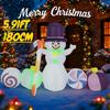 5.91FT Inflatable Toy Snowman Candy Decoration With LED Lit Xmas Yard Lawn Home Party Decor Ornament Christmas Supplie Gift