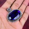 Подвеска с синим сапфиром, подвеска из драгоценного камня ручной работы, подвеска из стерлингового серебра 925 пробы, антикварные ювелирные изделия, для подарка на помолвку