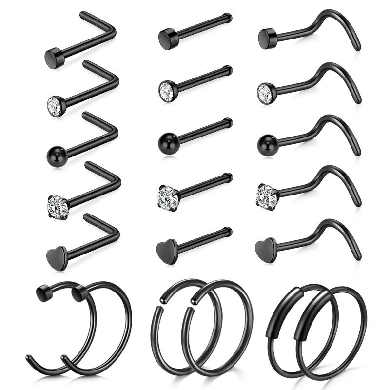 5/6/21 шт 20 г носовые гвоздики из нержавеющей стали ноздри гвоздики винты носовое кольцо пирсинг серебряные золотые сердечки носовые гвоздики