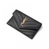 Saint Laurent Cassandra Monogram Matelass  Gold Flap Zip Card Wallet Bow01 1000