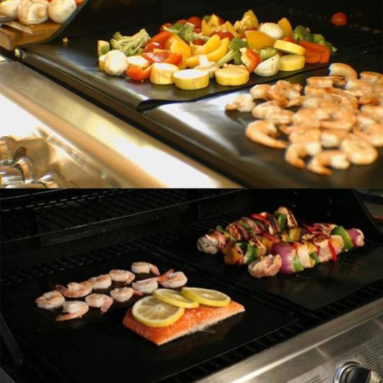 Yousheng BBQ Mat Oven Liner Heavy Duty Reusable Stovetop Protector Heat Resistant Gas Toaster Microwave Drip Liner Non-Stick Grill Baking Mat