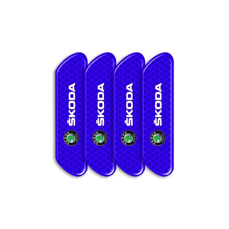 XOWS7 4pcs Car Door Reflective Strips security Warning Stickers For Skoda Octavia Fabia Kamiq Kapoq Kodiaq Rapid SCALA Superb