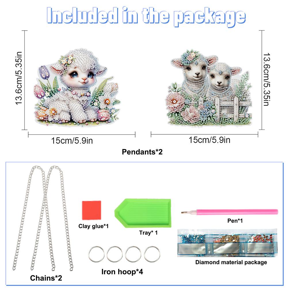 2pcs Animal 2D/Flat DIY Special Shape Rhinestone Diamond Art Window Pendants Diamond Painting Set DIY Home Decor Hanging Charm