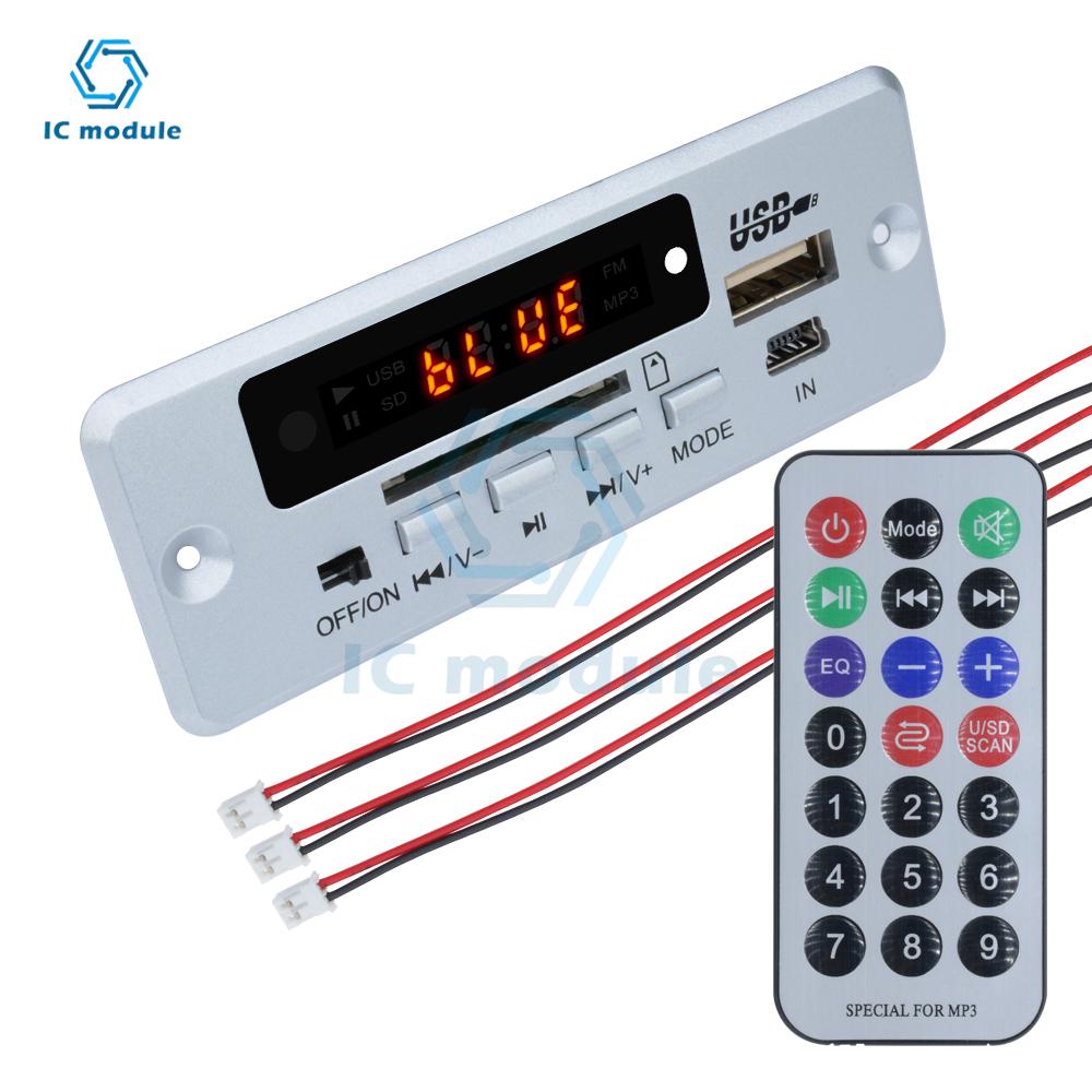 Модуль декодера MP3 Bluetooth 5V с усилителем 2*3 Вт, с радио FM, слотом SD, USB, аудиомодуль MP3 /WMA / WAV / FLAC / APE