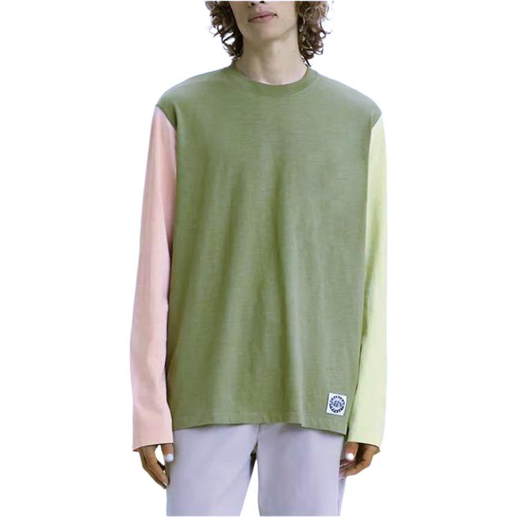 Мужская повседневная футболка с длинным рукавом и круглым вырезом Levis Color Block, топы, зеленый A4998-0001