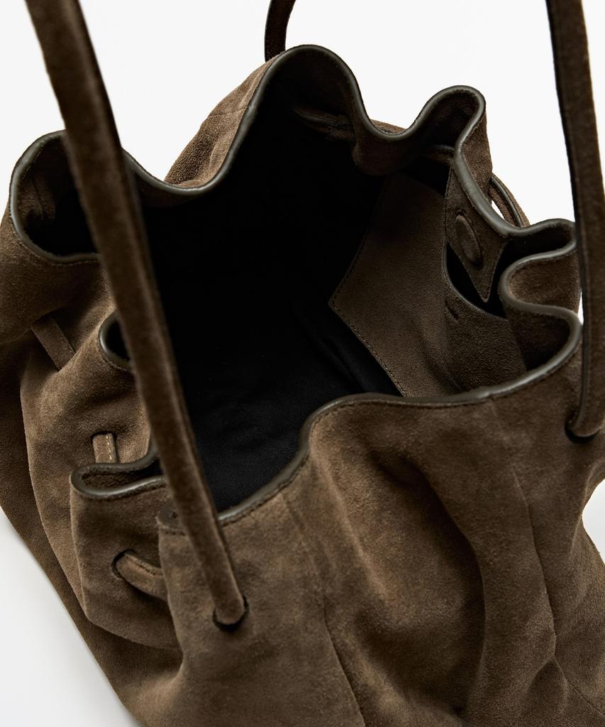 Massimo Dutti Split Suede Pleated Bag