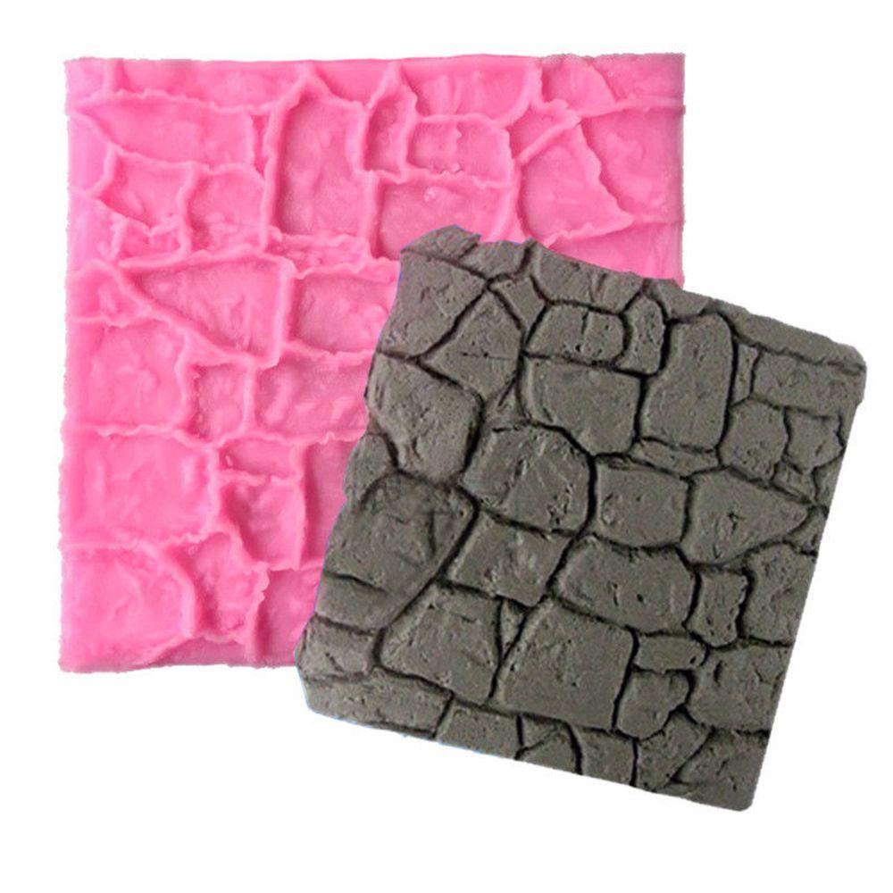 Chocolate Baking Bakeware Kitchen Sugar Craft Rock Stone Fondant 3D Castle Farm Wall Silicone Mould