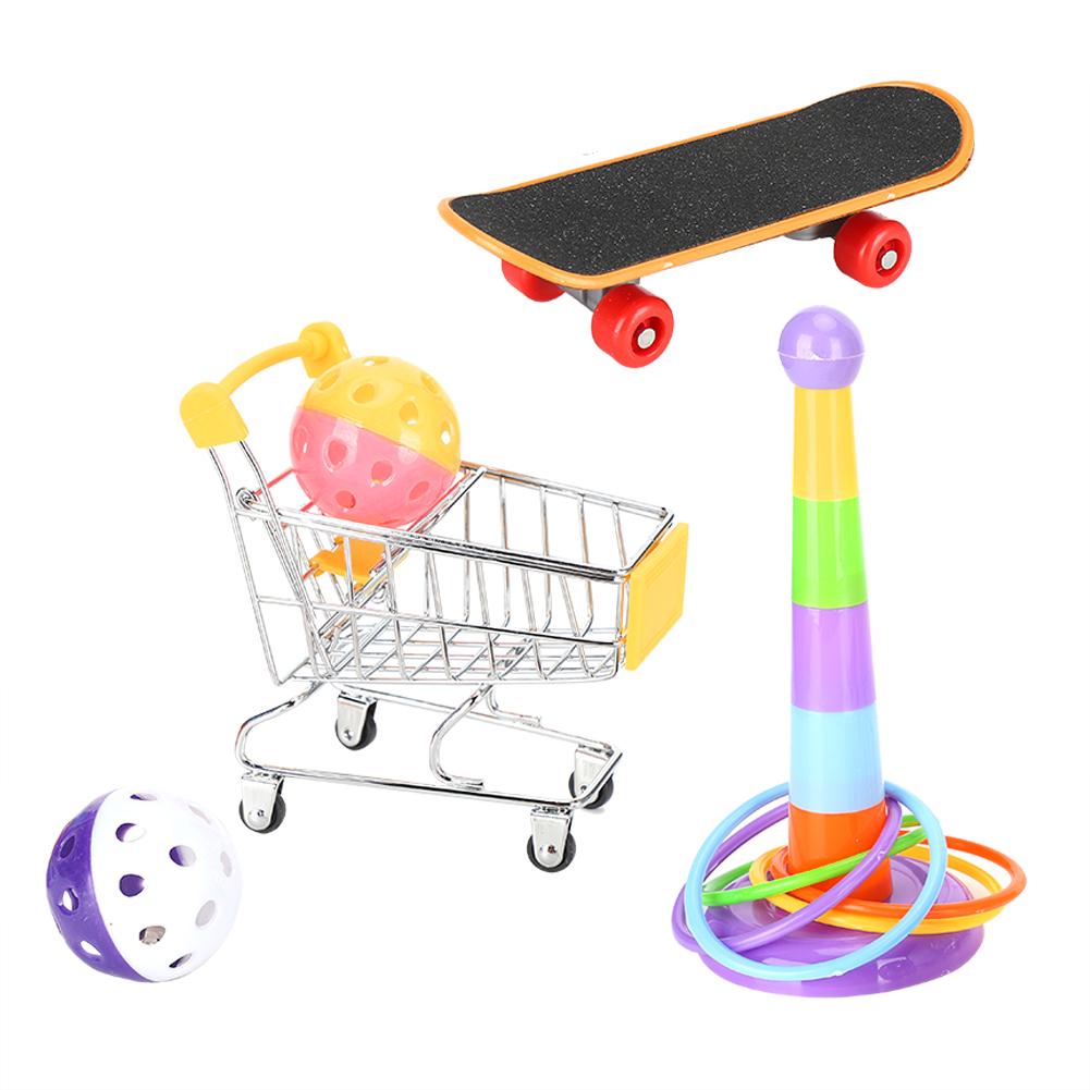 4 шт./набор игрушек-пазлов для попугаев, колокольчик, мяч, тележка, скейтборд, круг, набор для обучения попугаев стоя