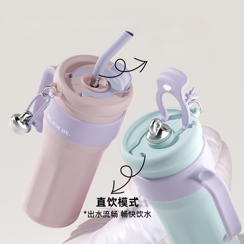 Стаканы 1,25 л с ручкой, изолированные кружки с крышками и трубочками, вакуумная изоляция для автомобиля, дорожные стаканы для кофе