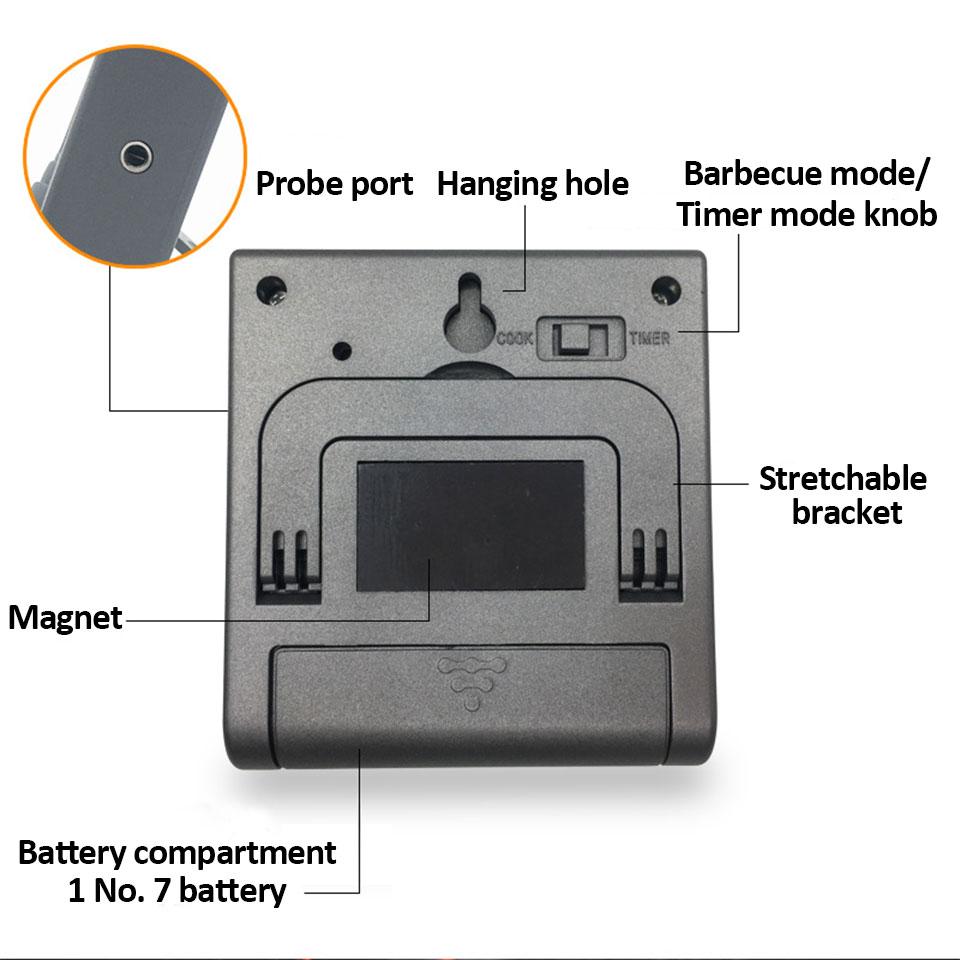 Digital Food Thermometer with Probe Stainless Steel Electronic BBQ Thermometer with Timer Kitchen Cooking Thermometer for Food